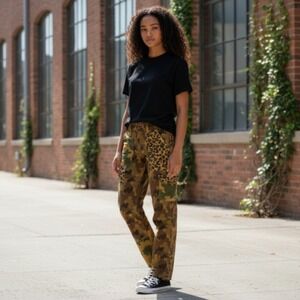 Anthropologie The Wanderer Pants Womens 25 Camo Leopard Patchwork Cargo Utility‎